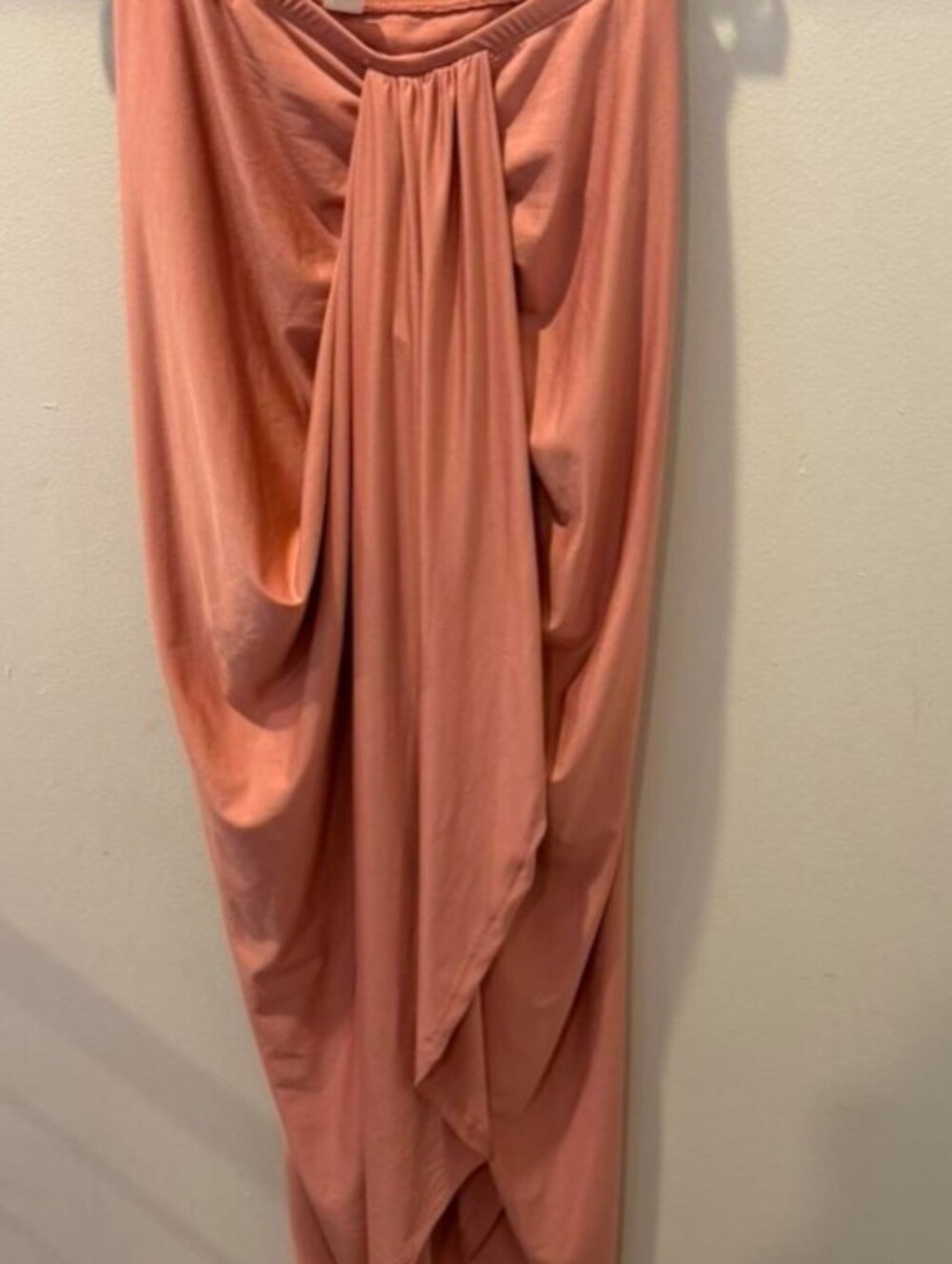 SHEIN BAE Midi Skirt Ruched Split Thigh Gathered Satin Asymmetrical Rust Drape